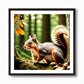 Squirrel In The Forest 14 Art Print