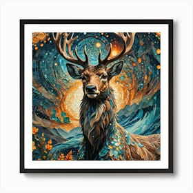 Mosaic Norwegian Deer Art Print