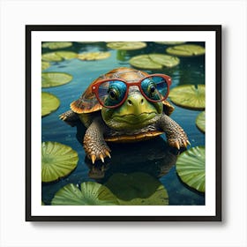 Turtle In Sunglasses 4 Art Print