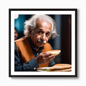 Einstein Enjoying Masala Dosa Art Print