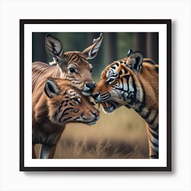 Tiger And Deer Art Print