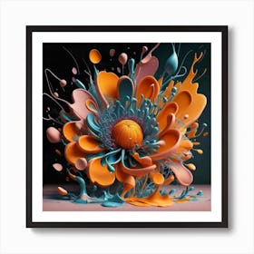 Abstract Painting splash flowers spring Art Print