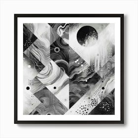 Black and White Abstract Art 383 Art Print