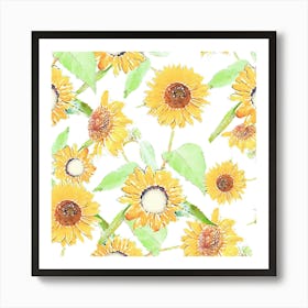 Sunflowers Watercolor Painting Art Print