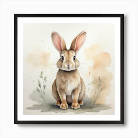 Rabbit Watercolor Painting Art Print