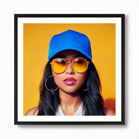 Firefly Headshot, Avatar, Girl, Blue Face Cap, Yellow Sunglasses, Stylish, Vibrant, Colorful, Modern (8) Póster