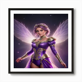 Fairy In Purple Dress Art Print