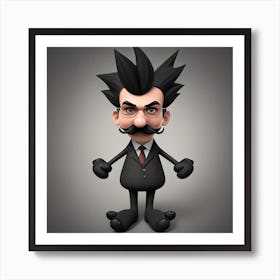 Cartoon Man With Mustache And Moustache Art Print