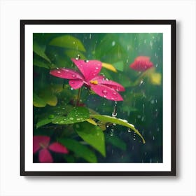 Flower In The Rain Art Print