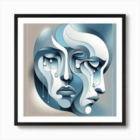 Two Faces With Tears Art Print