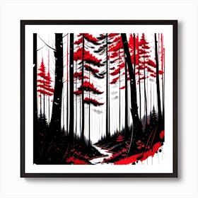 Red Forest Art Print