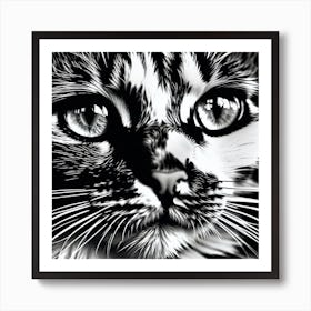 Black And White Cat 10 Art Print