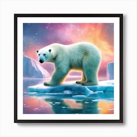 Polar Bear on Frozen Sea Art Print