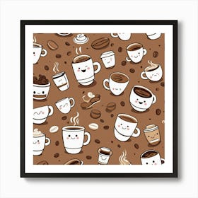 Coffee Pattern 8 Art Print