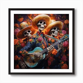 Day Of The Dead Party Musicians 2 Art Print