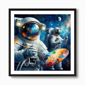 Astronauts Painting Art Print