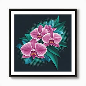 Orchids On A Black Background Art Print