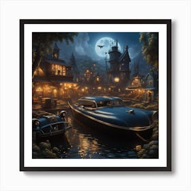 Nighttime Boat Ride Art Print