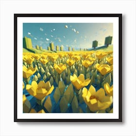 Polygonal Flowers Art Print