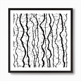 Black And White Abstract Wavy Lines Pattern / Hand Drawn / Black&White Art Print