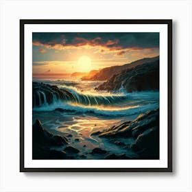 Sunset At The Beach 1 Art Print