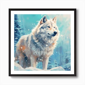 Wolf In The Snow 1 Art Print