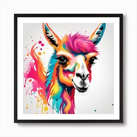 Colorful Funky Llama Art Print