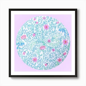 Wildflower doodle in pink Art Print