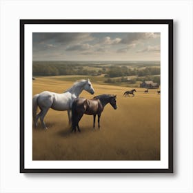 Field Landscape With Horses On It Trending On Artstation Sharp Focus Studio Photo Intricate Deta (6) Art Print