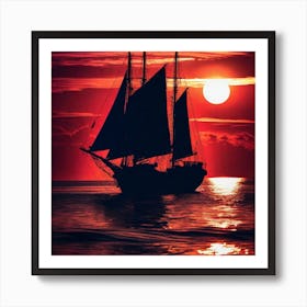 Sunset Sailboat 8 Art Print
