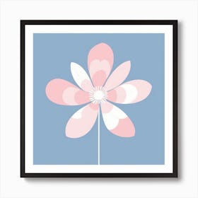 A White And Pink Flower In Minimalist Style Square Composition 18 Art Print