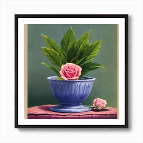 Rose In A Blue Vase Art Print