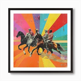 Retro Horse Riding Collage Art Print