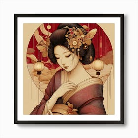 Creative Geisha Illustration 62 Art Print