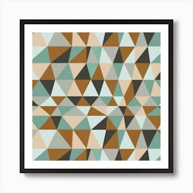 Irregular Triangles Ochre Square Art Print