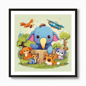 Playful Kids Animal Tshirt Design (4) Art Print