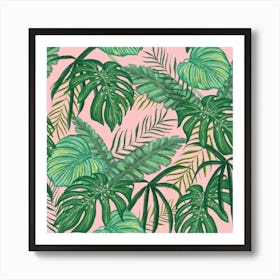 Tropical Greens Leaves Design 5 Art Print