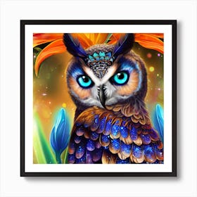 Owl With Blue Eyes 30 Art Print