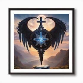 Cross With Wings Art Print