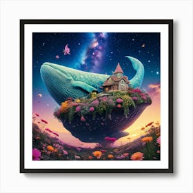 Firefly Colossal Whale, Floating, Sky, Stars, Constellations, Transforming, Flowers, Lush Garden, Ma (11) Art Print