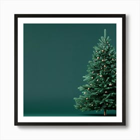 Christmas Tree On Green Background Art Print