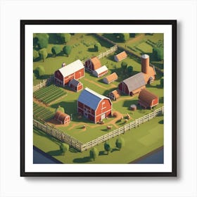 Isometric Farm Art Print