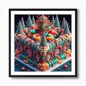 Christmas Cake 3d Art Print