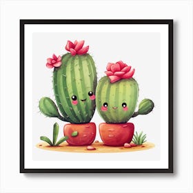 Kawaii Cactus 3 Art Print