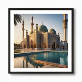 A Grand Mosque with pool Art Print