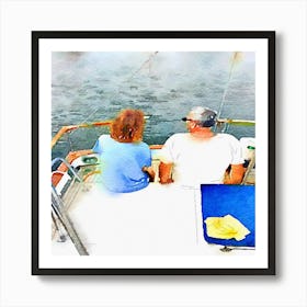 Couple On A Boat Poster