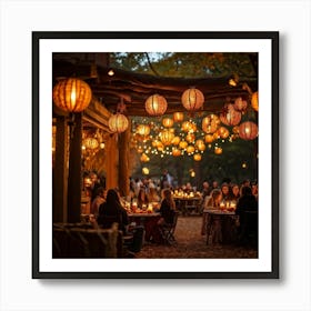 A Lively Autumn Festival Drenched In Rustic Charm Cascading Lanterns Of Burnished Gold And Amber 1 Art Print