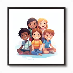 Children Sitting On The Floor Art Print