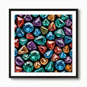 Colorful Gems Seamless Pattern 1 Art Print