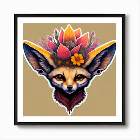 Fox With Flowers 4 Art Print